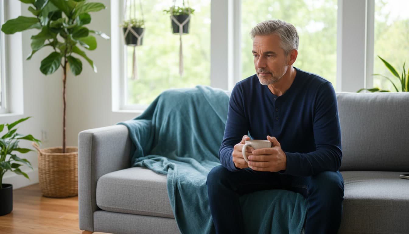 Man enjoying a peaceful moment with his AI companion